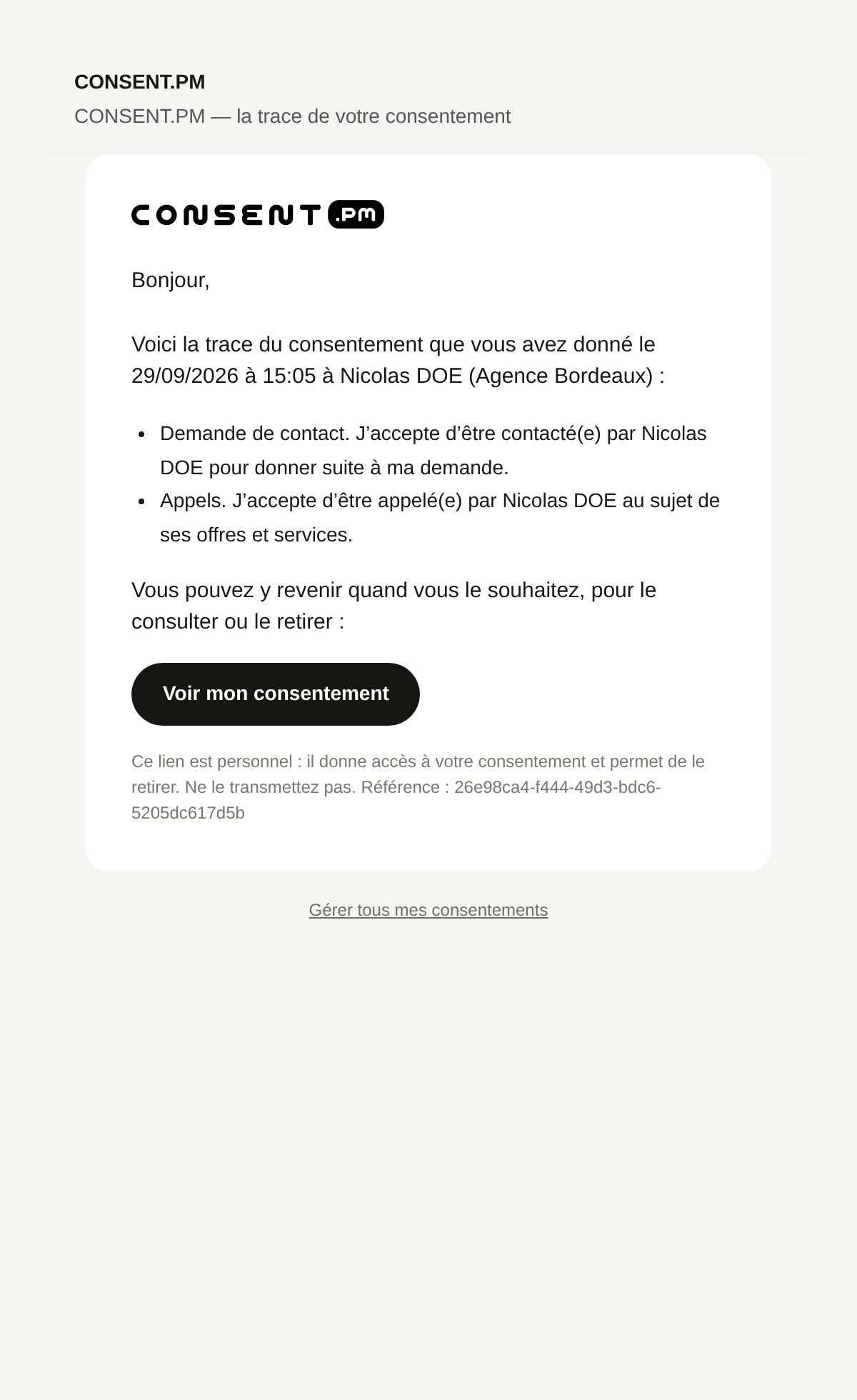 Le prospect reçoit sa preuve